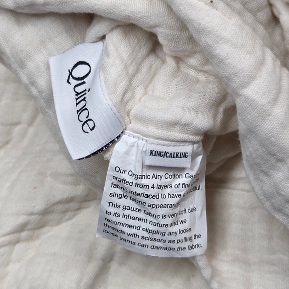 QUINCE Organic Airy Gauze Duvet Cover King/Cal King Ivory 6665 - Picture 8 of 9